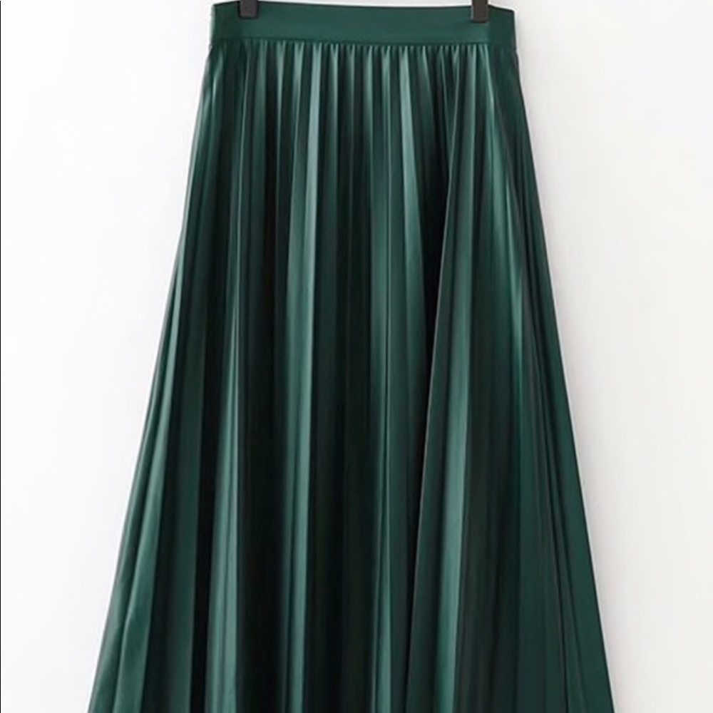 ASOS faux leather midi skirt, olive green